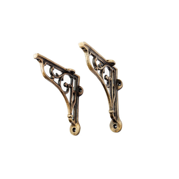 B&M VICTORIAN SCROLL SHELF BRACKETS 9X6 INCH BRACKET ANTIQUE BRASS